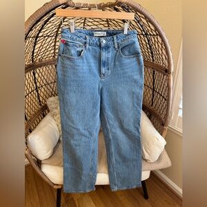 Abercrombie and Fitch Curve Love High Rise 90’s Relaxed Embroidered Jeans 8S